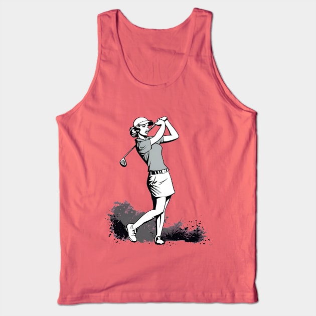 Woman Golfer Tank Top by ArtShare